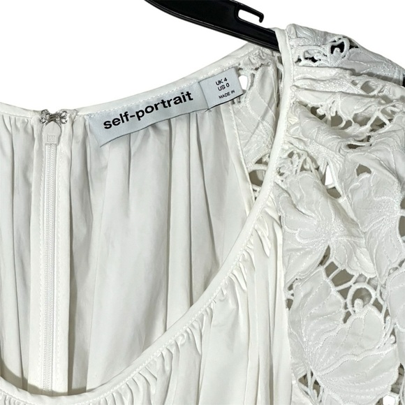 Self-Portrait White Flared Lace Midi Dress size 0 Bride Bridal Wedding Cocktail - Picture 7 of 16